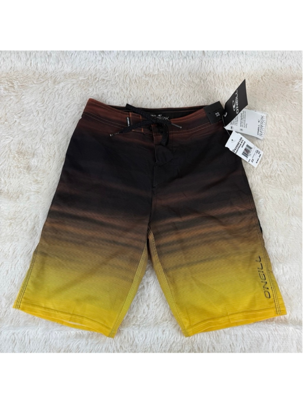 Boys O'Neill Hyperfreak black and yellow board shorts NWT-S